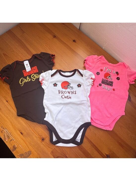 NFL Other - Cleveland Browns Kids One Pieces - Brown, White, Pink size 6-12 months bundle
